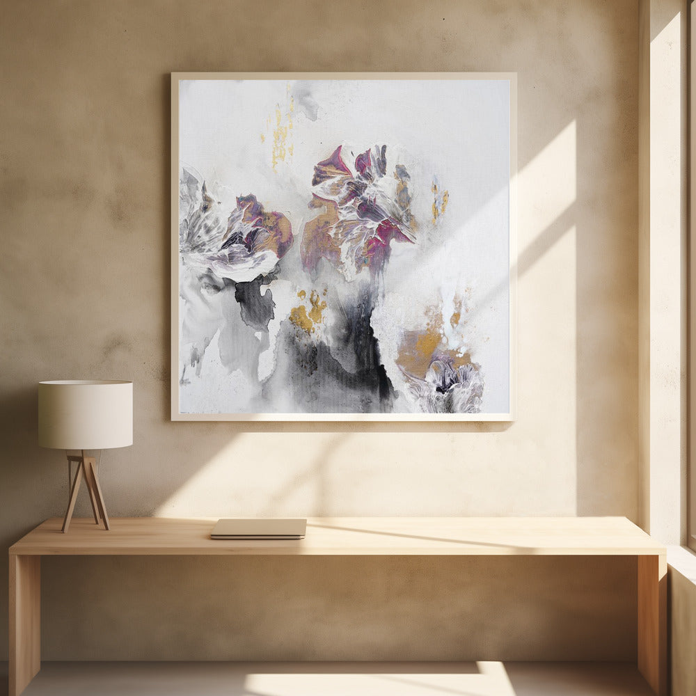 Floral Petals Square Framed Printed Canvas - Mala Art Co.