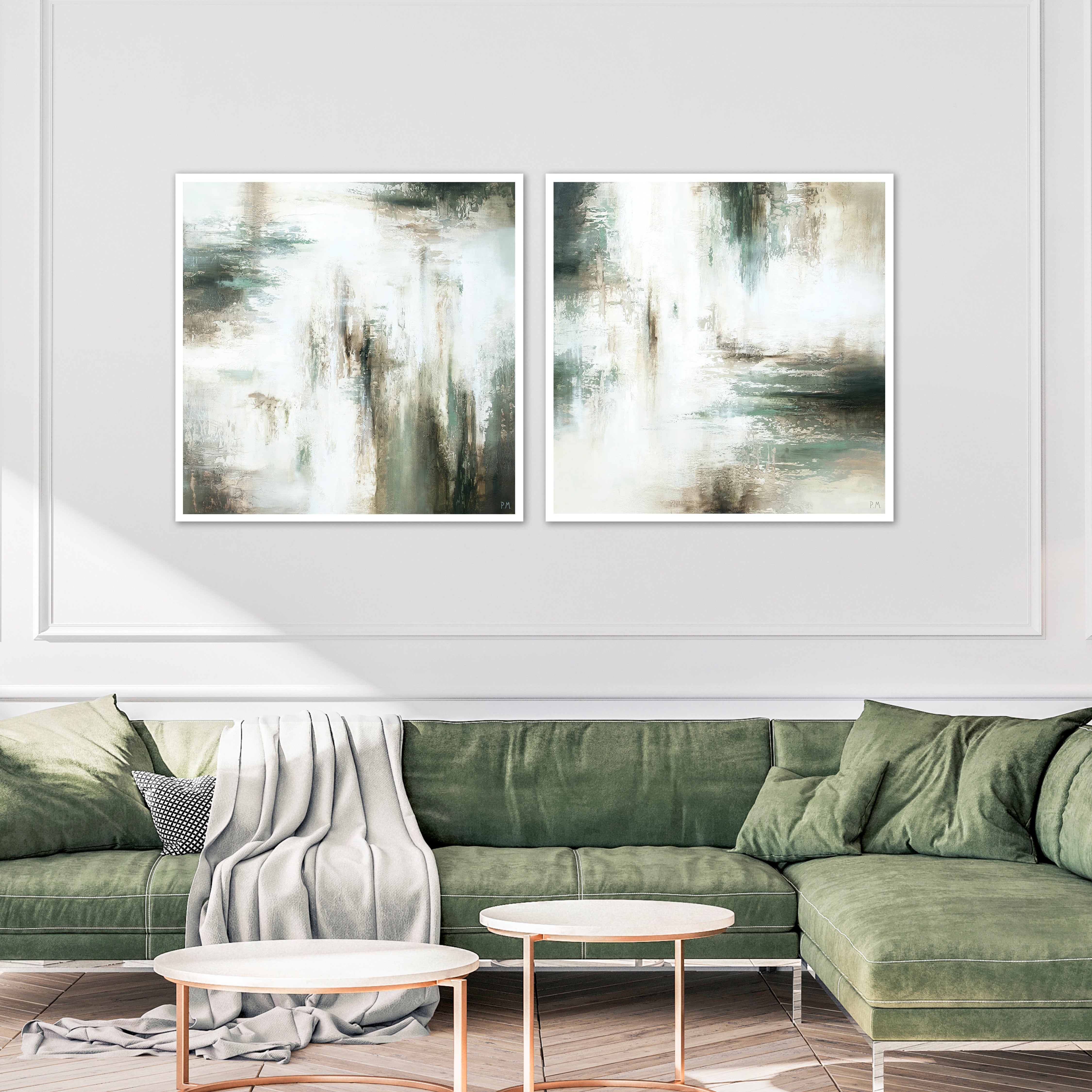 Verde Square Framed Canvas Set of 2 - Mala Art Co.