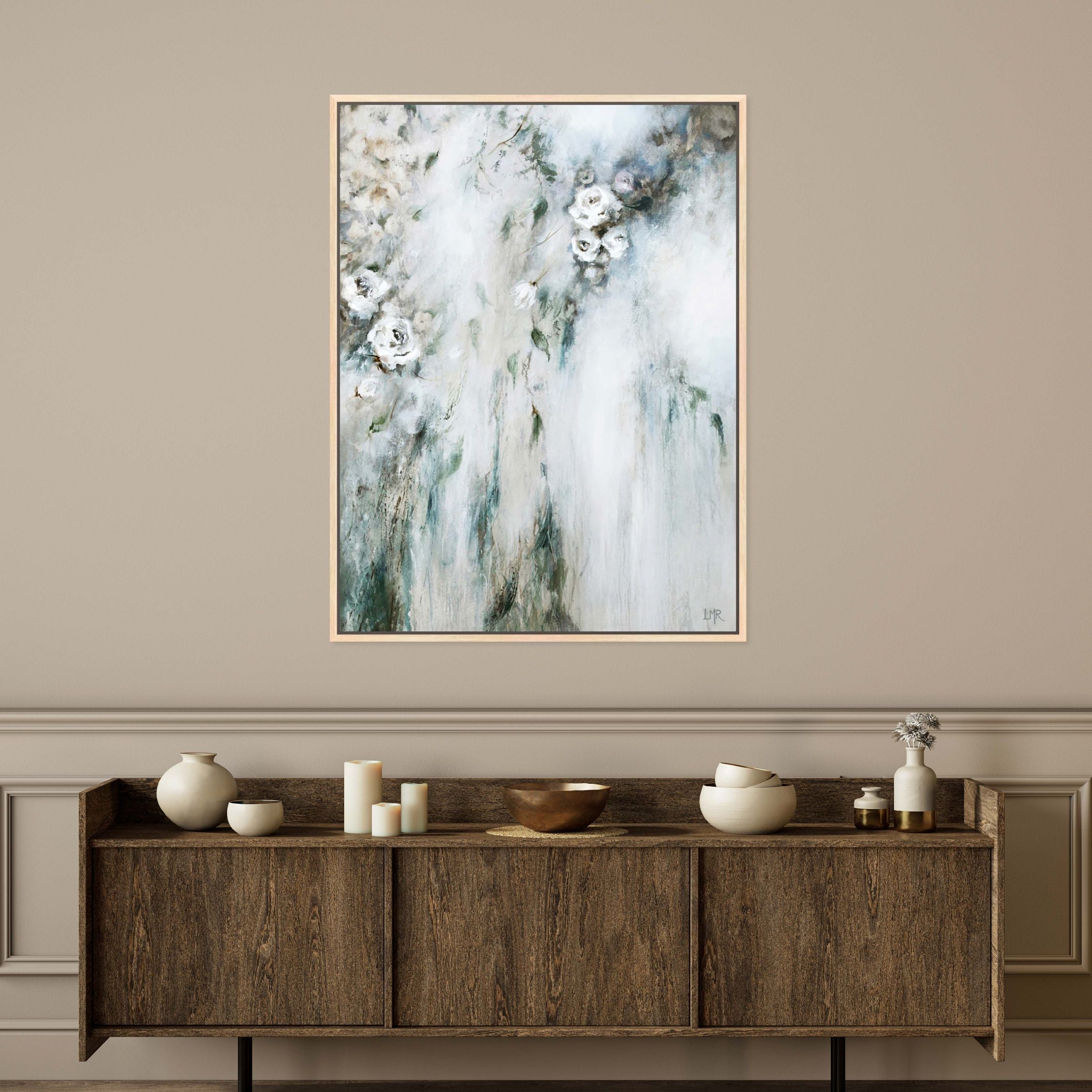 Cascade II Portrait Framed Printed Canvas - Mala Art Co.