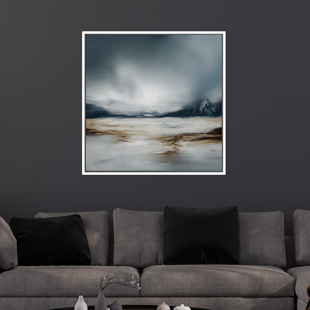 Blue Haze Square Framed Printed Canvas