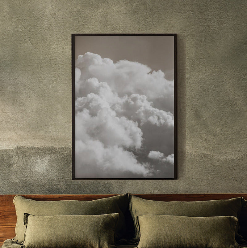 Sandy Clouds Portrait Framed Printed Canvas