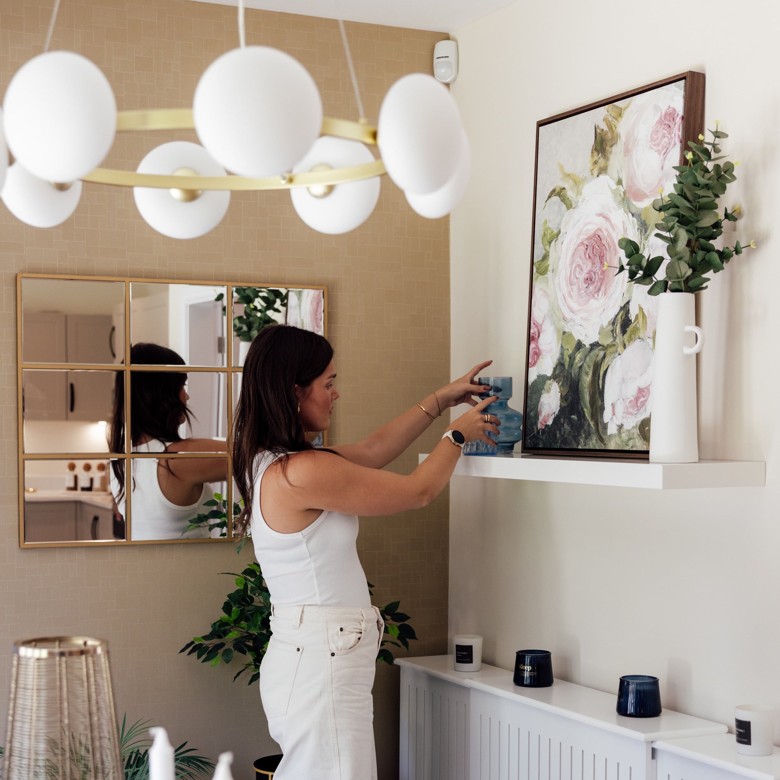 Freyia florals Portrait Framed Printed Canvas